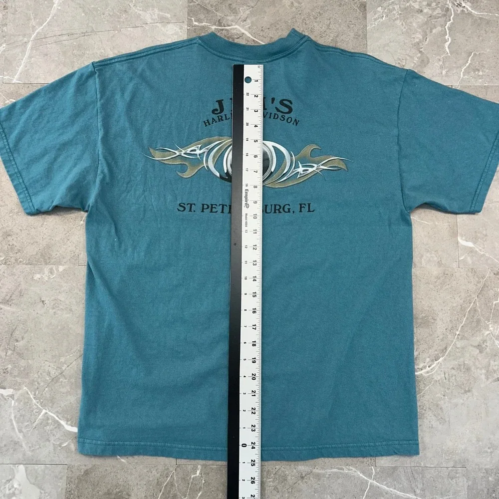 Vintage Harley Davidson Graphic Tee Mens Large Short Sleeve Florida Blue Shirt